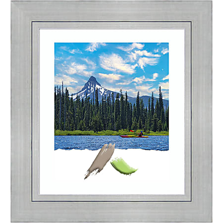 Amanti Art Rectangular Wood Picture Frame, 27” x 31” With Mat, Romano Silver
