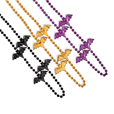 Amscan Halloween Bat Unisex Necklaces, 31", Black/Orange/Purple, Pack Of 30 Necklaces