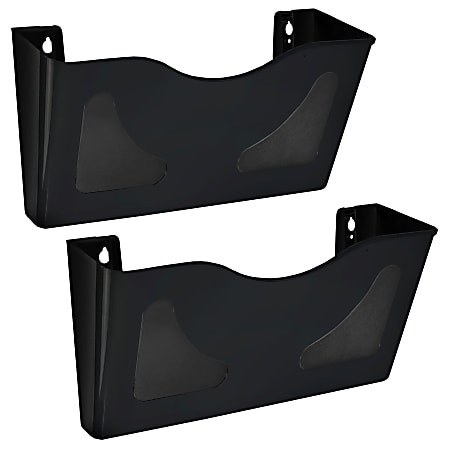 Azar Displays Single Pocket Wall Mount File Holders, 7”H x 15”W x 4”D, Black, Pack Of 2 Holders