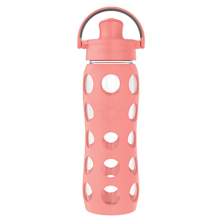 LifeFactory Glass Water Bottle With Active Flip Cap And Protective Silicone Sleeve, 22 Oz, Cantaloupe