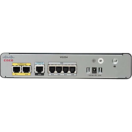 Cisco VG204XM Analog Voice Gateway - 2 x RJ-45 - 4 x FXS - USB - Management Port - Fast Ethernet - Desktop, Wall Mountable