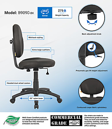 Wide best sale task chair