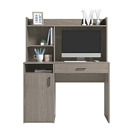 Sauder Beginnings 43 W Computer Desk With Hutch Silver Sycamore