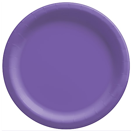 Amscan Round Paper Plates, New Purple, 10”, 50 Plates Per Pack, Case Of 2 Packs