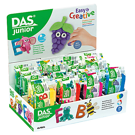 Das Junior Air-Drying Modeling Clay Blocks, 3.5 Oz, Assorted Colors, Pack Of 24 Blocks