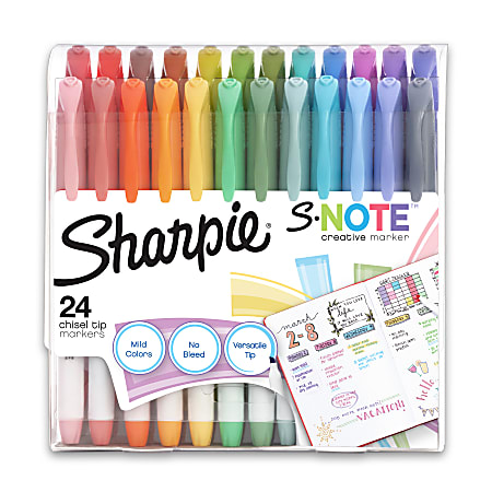 Sharpie S Note Highlighters Chisel Tip Assorted Colors Pack Of 24