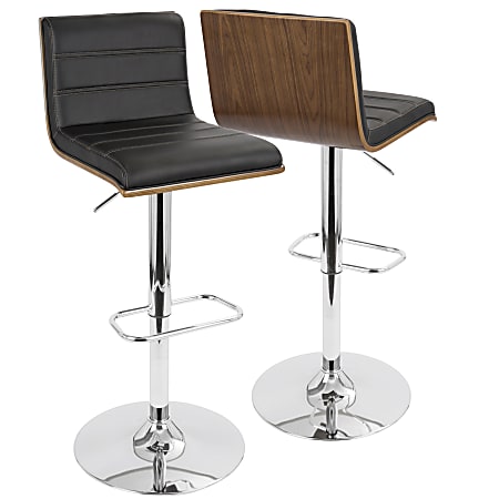 LumiSource Vasari Bar Stool, Walnut/Black/Chrome