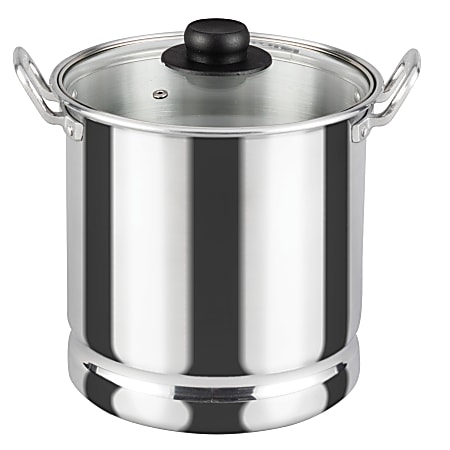 Vasconia® Aluminum Nonstick Steamer With Glass Lid, 9-1/8” x 9-1/8” x 10-1/4”, Metallic