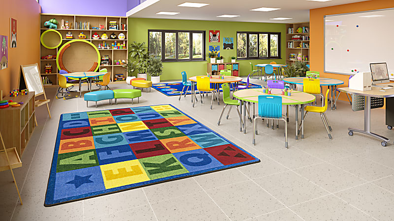 Joy Carpets® Kids' Essentials Rectangle Area Rug, Colorful Learning™, 5-1/3' x 7-33/50', Multicolor