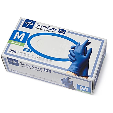 Medline SensiCare Ice Blue Nitrile Exam Gloves - Medium Size - Dark Blue - Comfortable, Chemical Resistant, Latex-free, Textured Fingertip, Non-sterile, Durable - For Medical - 250 / Box - 9.50 Medline SensiCare Ice Blue Nitrile Exam Gloves - Medium Size - Dark Blue - Comfortable, Chemical Resistant, Latex-free, Textured Fingertip, Non-sterile, Durable - For Medical - 250 / Box - 9.50