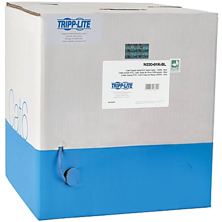 Eaton Tripp Lite Series Cat6 Gigabit Bulk UTP Stranded 24 AWG CMR PVC Cable, Blue, 1000 ft. (304.8 m) TAA - N22001KBL