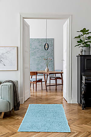 Linon Flokati Area Rug, 29" x 52", Morrigan 1400G Pastel Blue