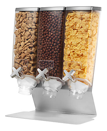 Rosseto Serving Solutions EZ-PRO™ Dry Food Dispenser, 3-Container, Tabletop Stand, 384 Oz, Silver