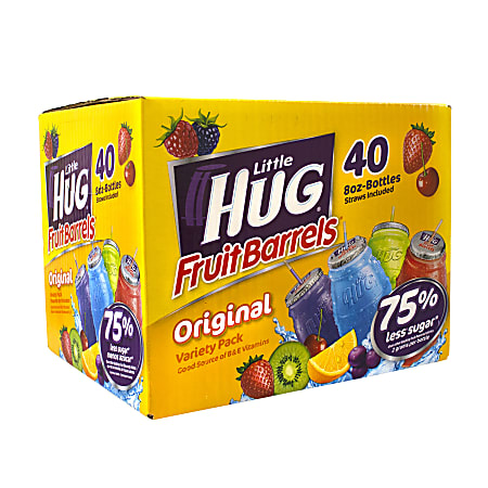 Little Hug Fruit Barrels Variety Pack, 8 Oz, Pack Of 40 Bottles