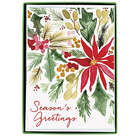Graphique Christmas Cards, 5" x 7", Poinsettia, Pack Of 15 Cards