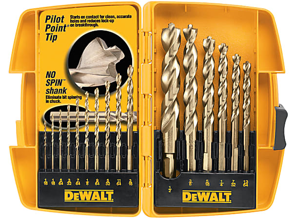 DeWalt Pilot Point Gold Ferrous Oxide Drill Bit Set, 16-Bits