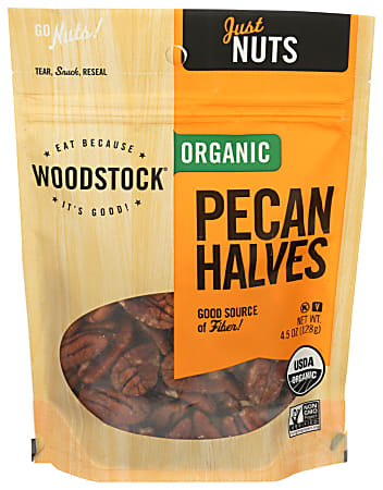 Woodstock Foods Organic Pecan Halves, 4.5 Oz, Total Qty 8
