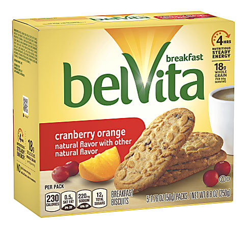 BELVITA Breakfast Biscuits Cranberry Orange, 5 Count, 6