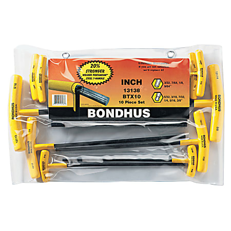 Bondhus 10-Piece T-Handle Ball End Hex Driver Set