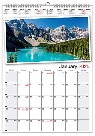 2025 Office Depot® Brand Monthly Wall Calendar, 12" x 17", Scenic, January to December