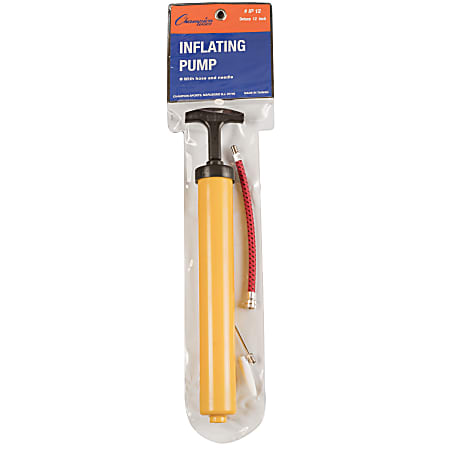 Champion Sports Hand Pump With Hose, 12", Yellow