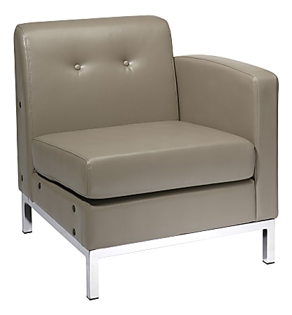 Office Star™ Avenue Six Wall Street Right Single Arm Chair, Smoke/Chrome