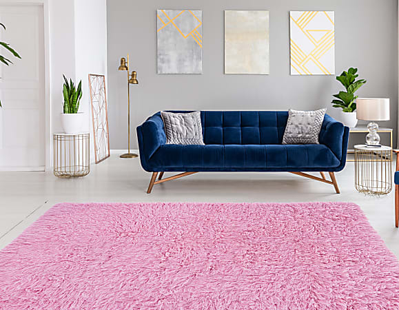 Linon Flokati Area Rug, 8' x 10', Morrigan 1400G Pastel Pink