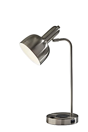 Adesso Rico Supercharger 19"H Desk Lamp, Brushed Steel