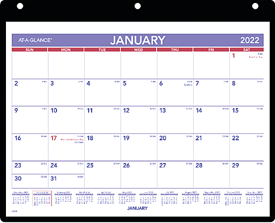 AT-A-GLANCE® Monthly Desk/Wall Calendar, 11" x 8", January To December 2022, SK800