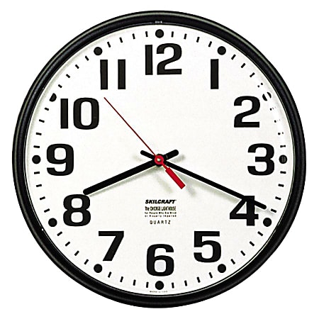 SKILCRAFT Shatterproof Crystal Dial Cover Clock 8 Diameter Black