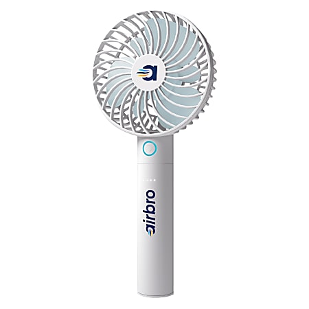 airbro™ 2,600-mAh 5-Speed 6-Blade Portable Handheld Mini Fan with Detachable Power Bank & USB Charging Dock, White, FHA-30