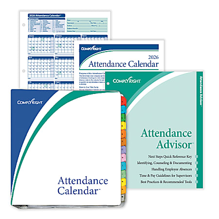 ComplyRight® 2026 Attendance Calendar Kit, 8 1/2" x 11", White, Pack Of 200