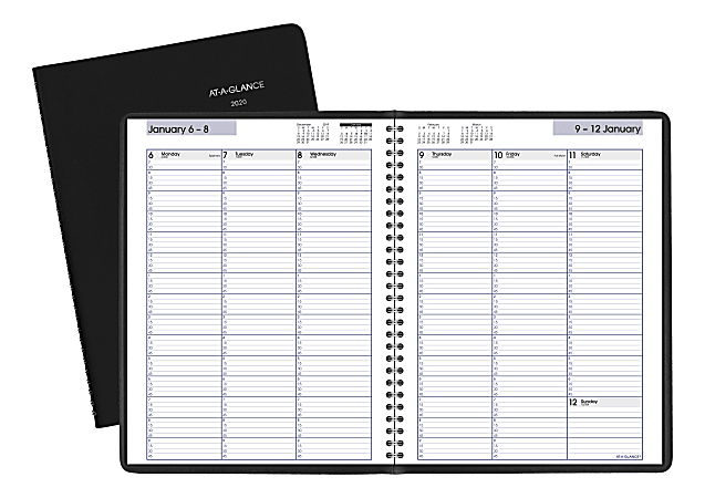 AT-A-GLANCE® DayMinder® Weekly Appointment Book/Planner, 8" x 11", Black, January To December 2020, G52000