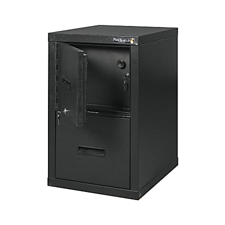 FireKing® FireShield 22"D Vertical 1-Drawer File Cabinet And Safe, Metal, Black Stone