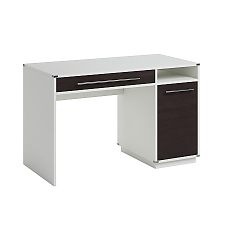 Sauder® Vista Key 48"W Single-Pedestal Desk, Pearl White/Misted Elm