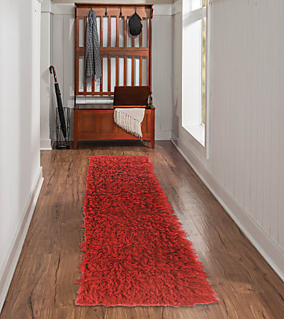 Linon Flokati Area Rug, 29" x 103", Morrigan 1400G Red