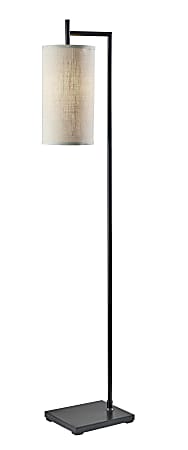 Adesso Simplee Zion Floor Lamp, 65”H, Beige Textured Fabric Shade/Black Base