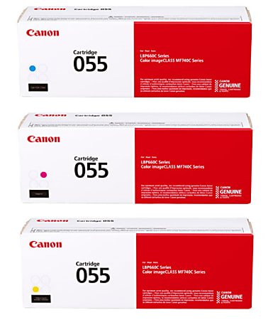 Canon® 055 Cyan, Magenta, Yellow Toner Cartridges Combo, Pack Of 3, 3015C001,3014C001,3013C001