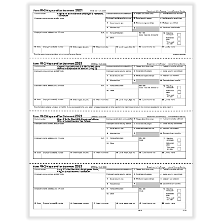 ComplyRight™ W-2 Tax Forms, 4-Up (N-Style), Employee's Copies B, C, 2, 2 Combined, Laser, 8-1/2" x 11", Pack Of 50 Forms
