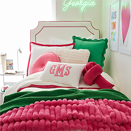 Dormify Jamie Plush Ribbed Throw Blanket, Hot Pink