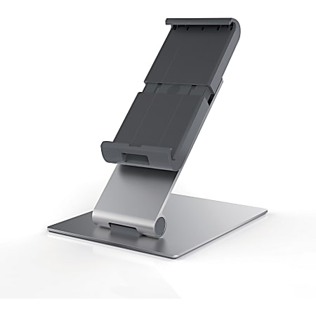 DURABLE® TABLET HOLDER Desk Stand - Fits most 7"-13" Tablets, 360 Degrees Rotation with Anti-Theft Device, Silver/Charcoal