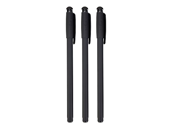 Targus Stylus & Pen, Black Barrel, Black Ink, Pack Of 3