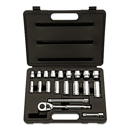 Stanley Tools 20-Piece SAE Standard/Deep Socket Set, 3/8" Drive, 12-Point Sockets