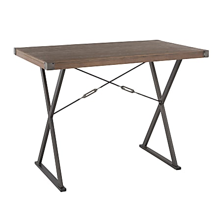 Lumisource Prep Industrial Counter Table, Brown Bamboo/Antique Metal