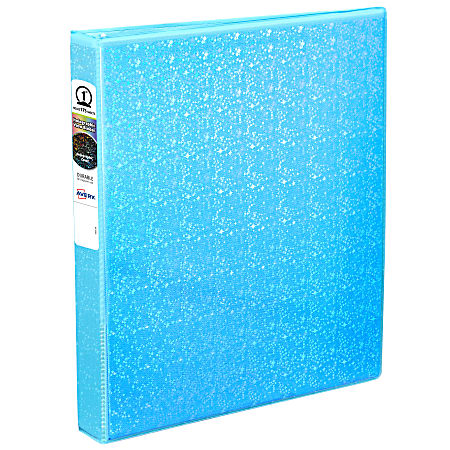 Avery® Durable Holographic 3 Ring Binder With Customizable View Cover, 1" Round Rings, Aqua