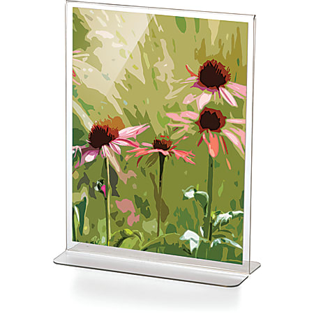 Officemate® Upright Plastic Sign Holder, Vertical, 11"H x 8-1/2"W x 1/2"D, Clear