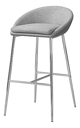 Monarch Specialties Bar Stools, Gray/Chrome, Pack Of 2 Stools