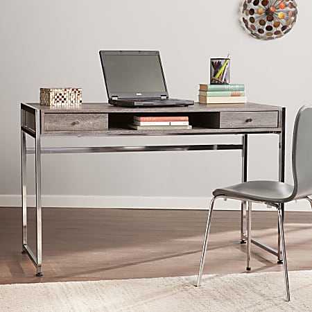Southern Enterprises Norcross Particleboard Desk, Weathered Gray/Chrome