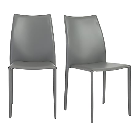 Eurostyle Dalia Stacking Chairs, Gray, Set Of 2 Chairs