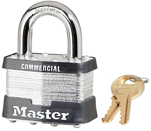 Master Lock No. 5 Laminated Steel Pin Tumbler Padlocks, 3/8Dia, 1L X 15/16W, Silver/Black